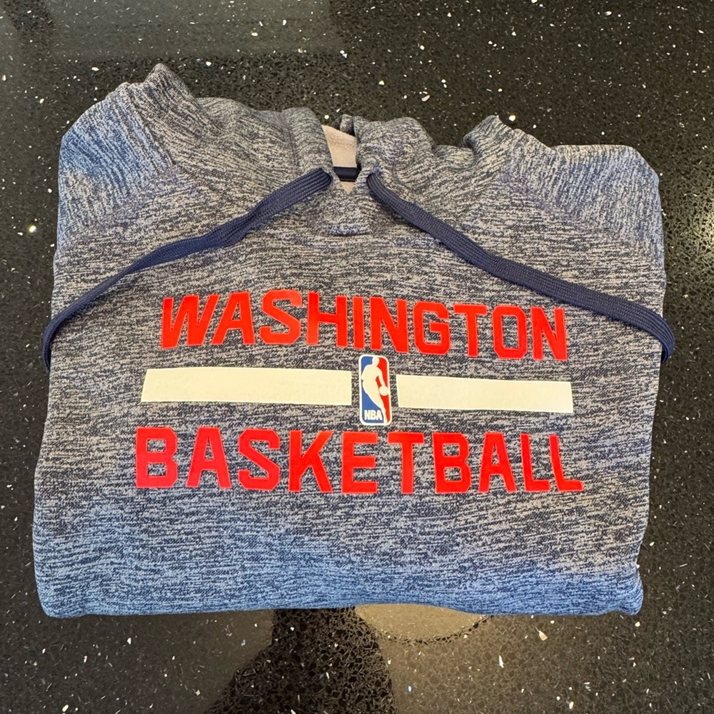 adidas Navy Heather Hoodie with Red Washington Basketball Script